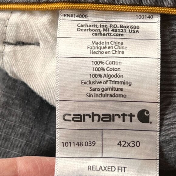 Carhartt Force Mens Gray Cargo Pants Relaxed Ripstop Pockets Durable 42x30 - Picture 12 of 16